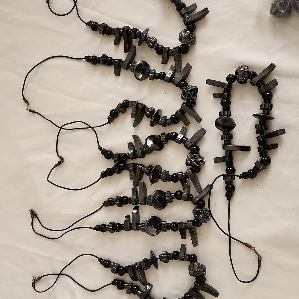 Bundle Grecian 6 Vintage Black   Ceramic Bead Necklace & Extra  Beads Greek - Picture 9 of 11